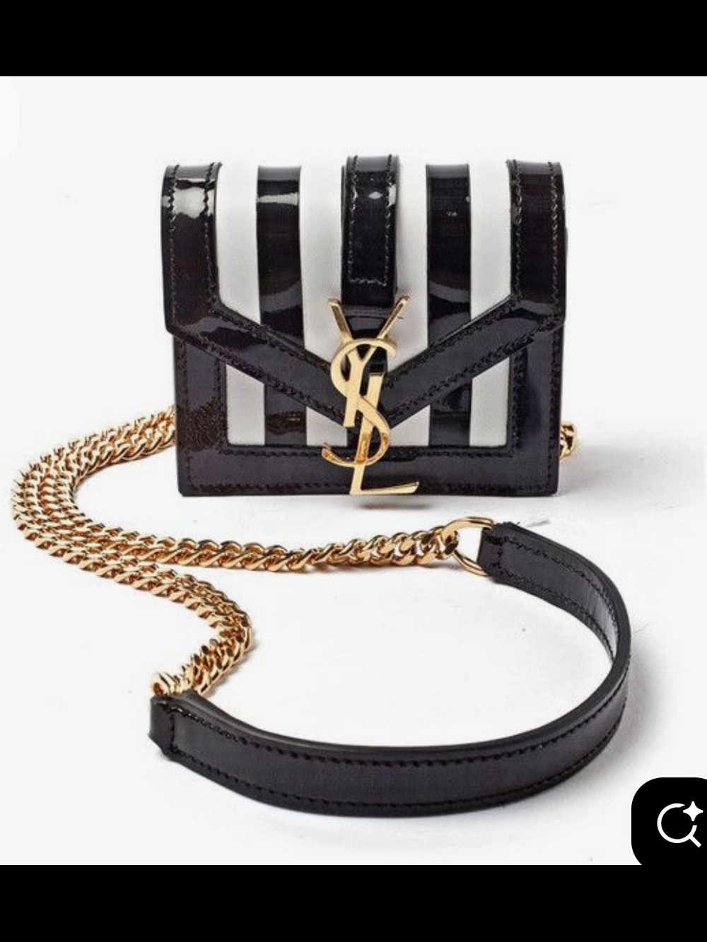 Saint Laurent Black Patent Mini Shoulder Bag with Gold Hardware RARE